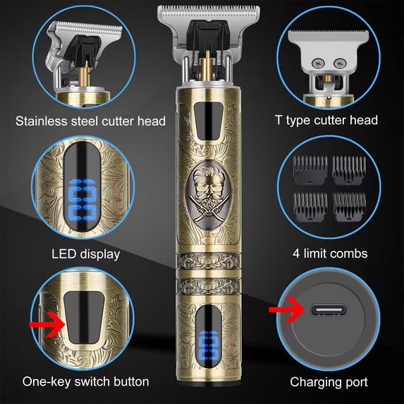 Obacre Professional Hair Trimmer for Men, Beard Trimmer Hair Clippers for Men, Cordless Rechargeable Hair Trimmer Cutting Grooming Kit,Beard Shaver Barbershop with LCD