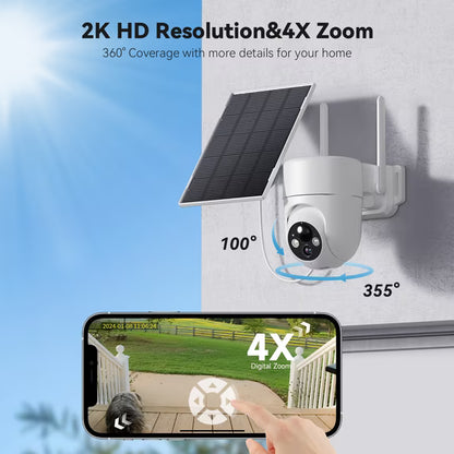 WIFI 2K Solar Security Camera Wireless Outdoor – 360° Smart Surveillance Camera